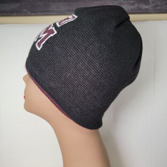 Texas A&M Aggies Reversable Black White & Maroon Stripe Knit Unisex Beanie - Picture 11 of 11